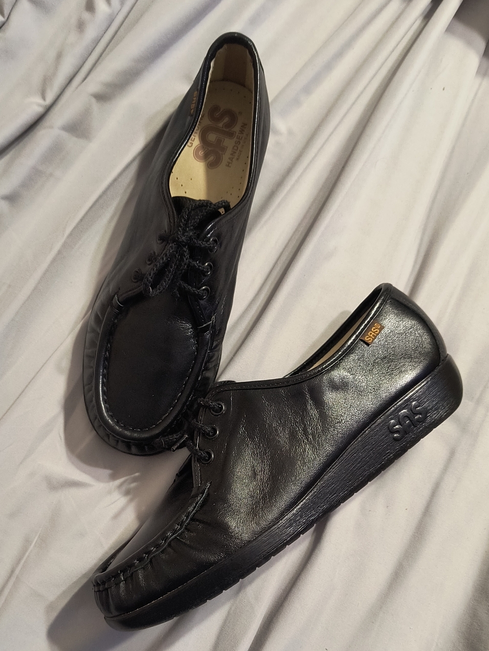 SAS Women's Siesta Black Leather Lace-Up Comfort Shoes 8.5 WW